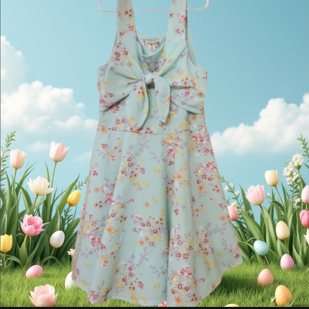 Knit Works Girls‎ Dress Flowers Pastel Spring Summer All Occasion SZ 14